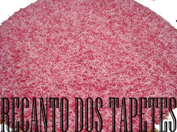 TAPETE MACARRÃO REDONDO MESCLADO PINK COM BRANCO